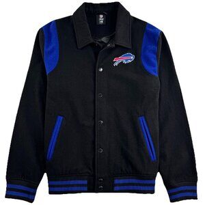 Buffalo Bills Sport Night Teddy Varsity Jacket Men’s Large Black Wool Blend NFL